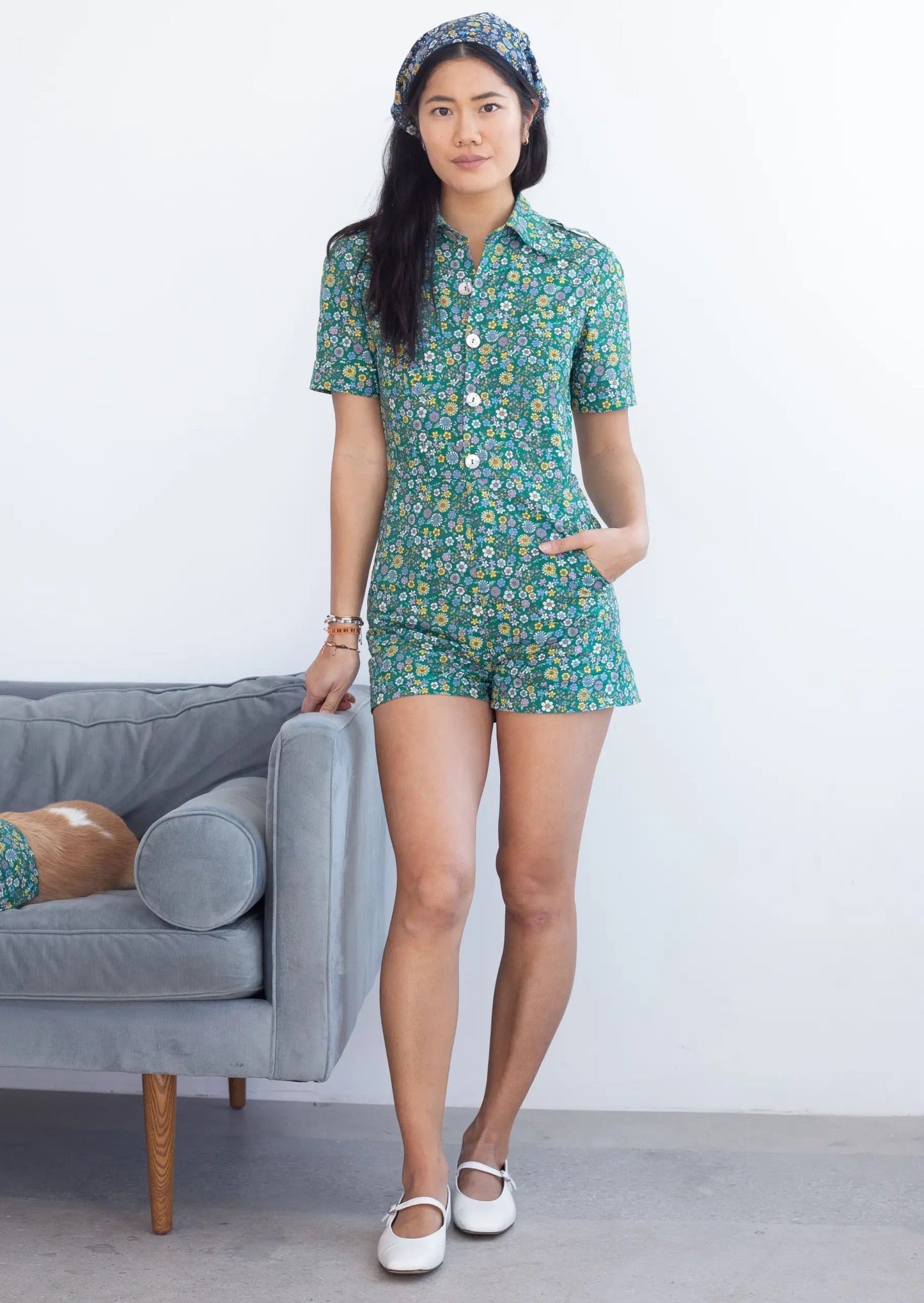 Marr’s Short Coverall Buttercup Dizzy Floral in Island