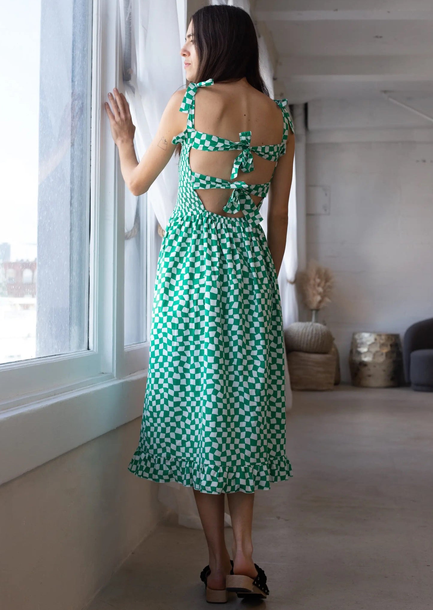 Sunday Dress Gordon Check in Island Green