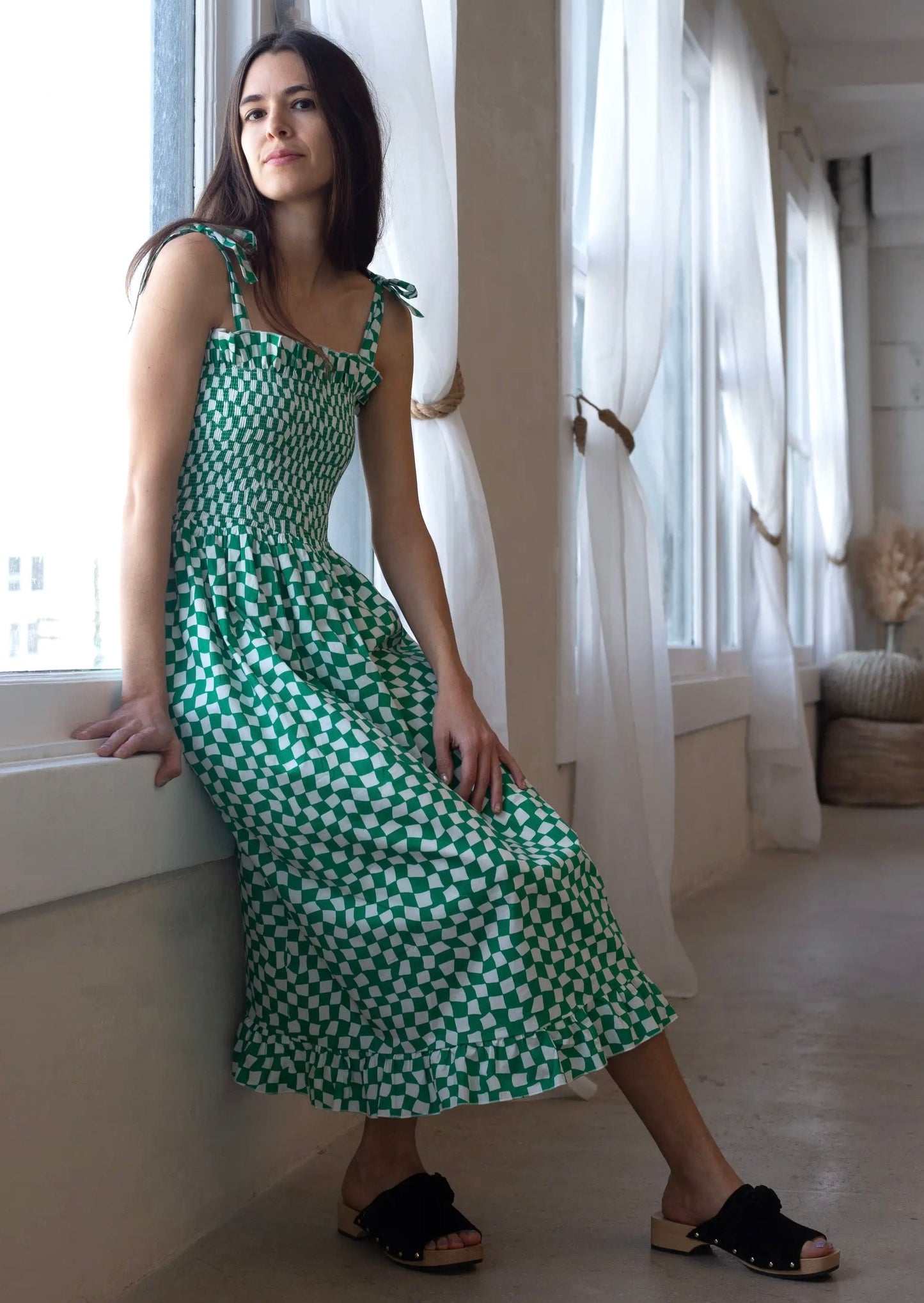 Sunday Dress Gordon Check in Island Green