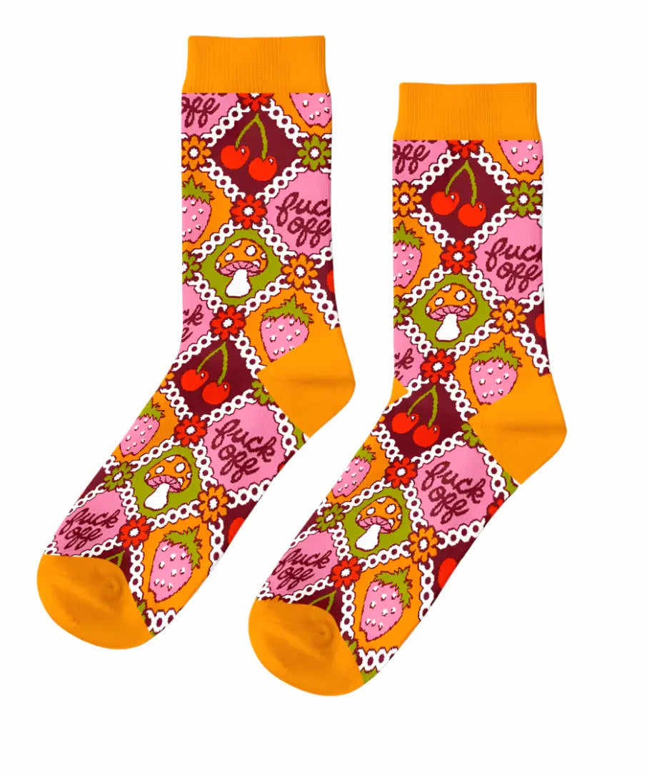 F*ck Off Retro Sock Yellow Owl Workshop