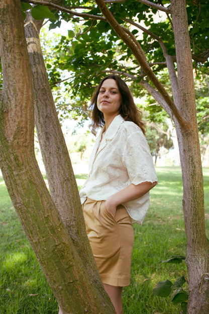 Sandoval Boxy Crop Camp Shirt - Victoria Lilia Embriodery