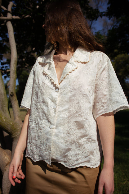 Sandoval Boxy Crop Camp Shirt - Victoria Lilia Embriodery