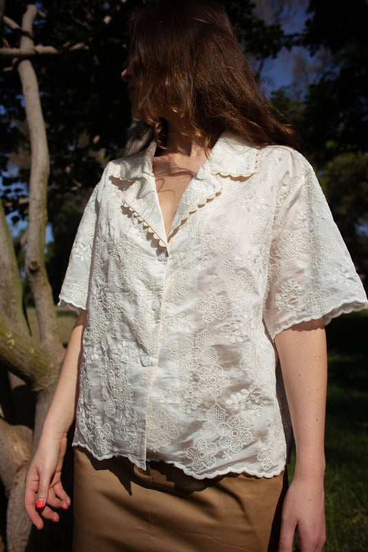 Sandoval Boxy Crop Camp Shirt - Victoria Lilia Embriodery