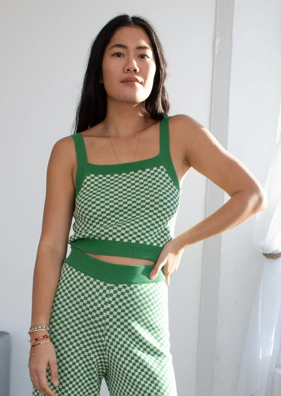 Gigi Crop Top in Island Green Check Inn