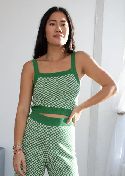 Gigi Crop Top in Island Green Check Inn