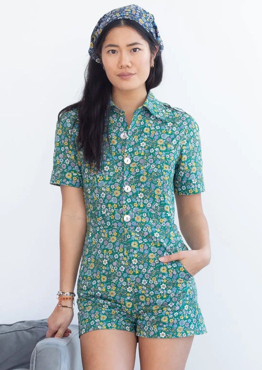Marr’s Short Coverall Buttercup Dizzy Floral in Island
