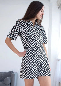Marr’s Short Coverall Gordon Check in Caviar
