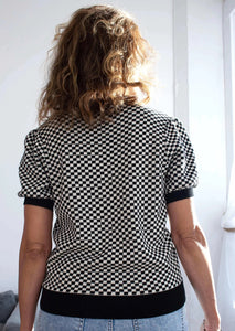 Sid Puff Sleeve Sweater in Caviar/Shell Check Inn