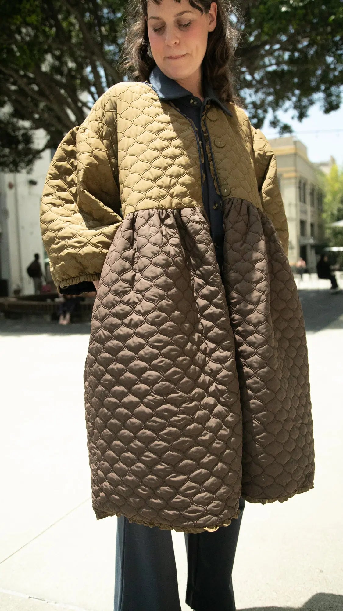 Corkill Quilted Ruffle Reversible Nylon Coat (Pre-Order) Saint Geraldine