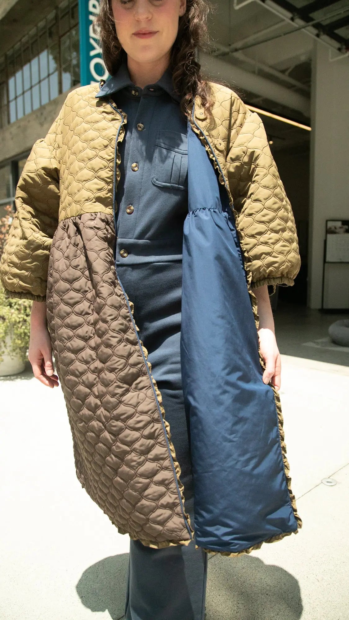 Corkill Quilted Ruffle Reversible Nylon Coat (Pre-Order) Saint Geraldine