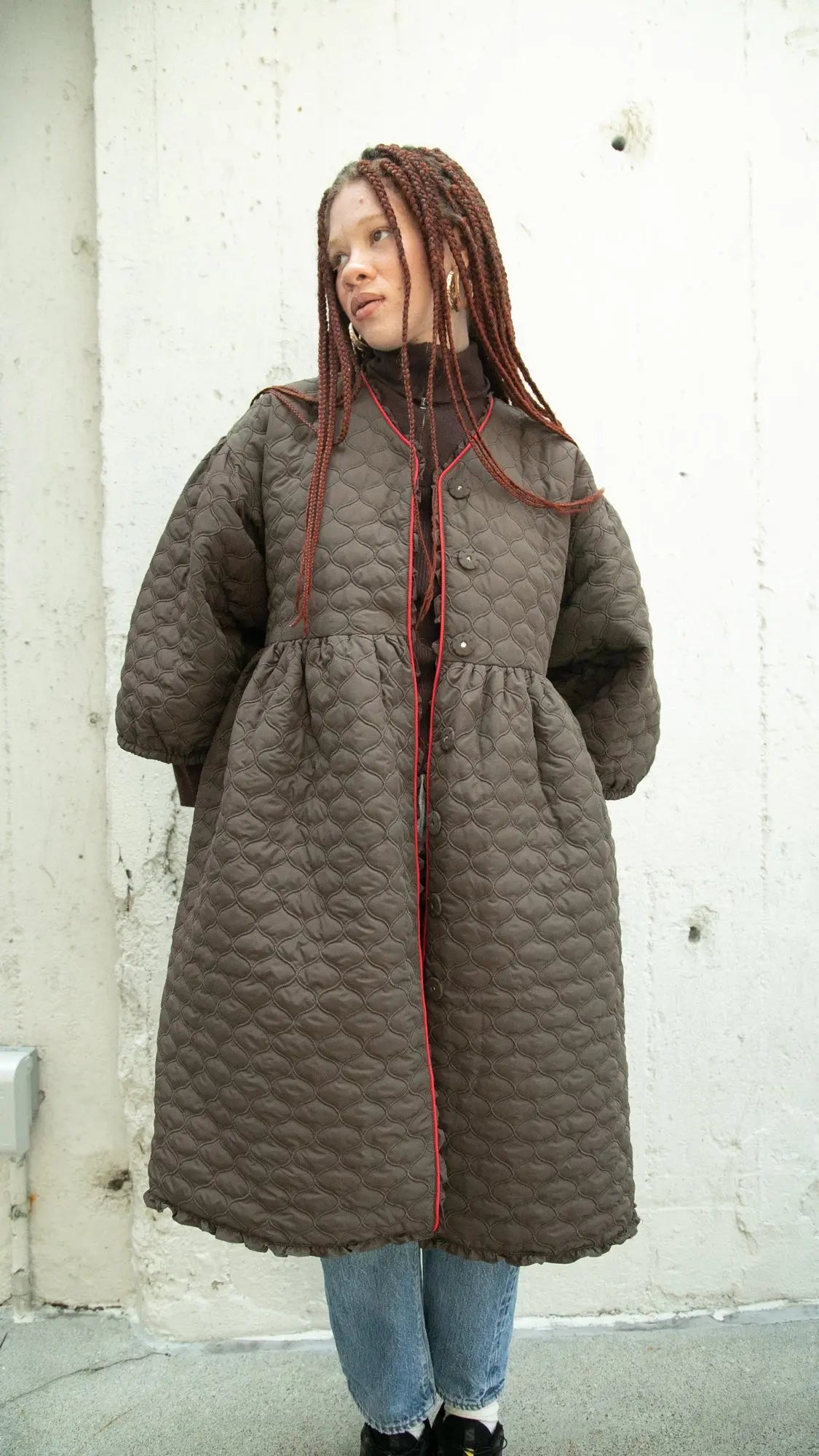 Corkill Quilted Ruffle Reversible Nylon Coat (Pre-Order) Saint Geraldine