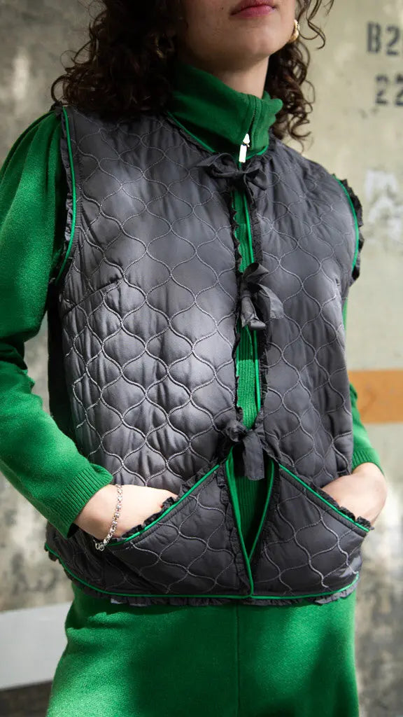 Tulane Quilted Ruffle Vest (Pre-Order) Saint Geraldine