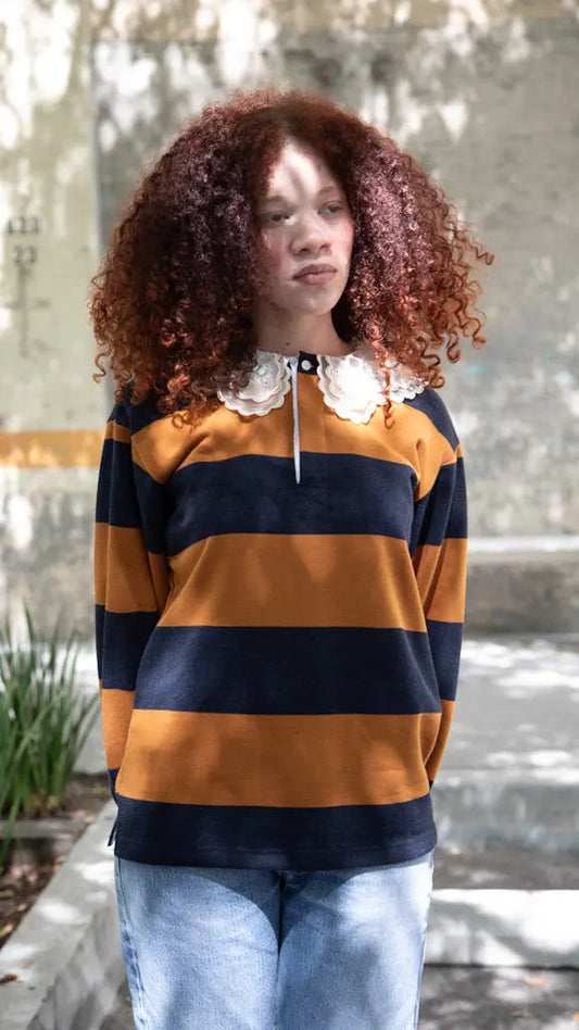 Ollie French Terry Stripe Heritage Polo - Golden (Pre-Order)