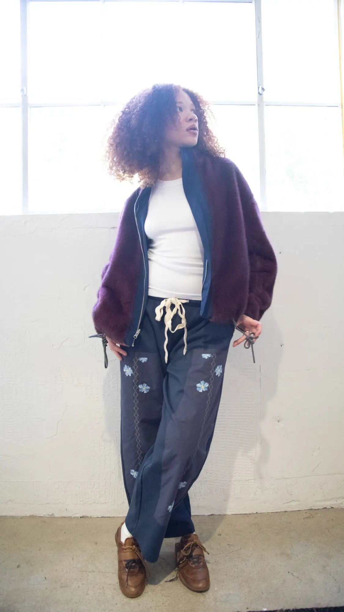 Kiki Vintage Inspired Double Knee Pant - Blue Boy (Pre-Order) | Feminine French Terry Casual Pants