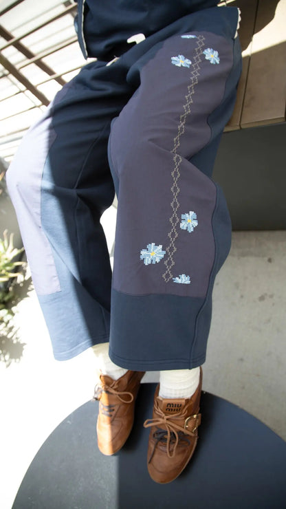 Kiki Vintage Inspired Double Knee Pant - Blue Boy (Pre-Order) | Feminine French Terry Casual Pants