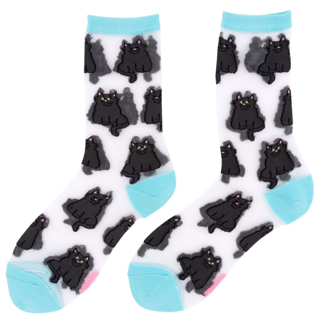 Black Cat Sheer Socks