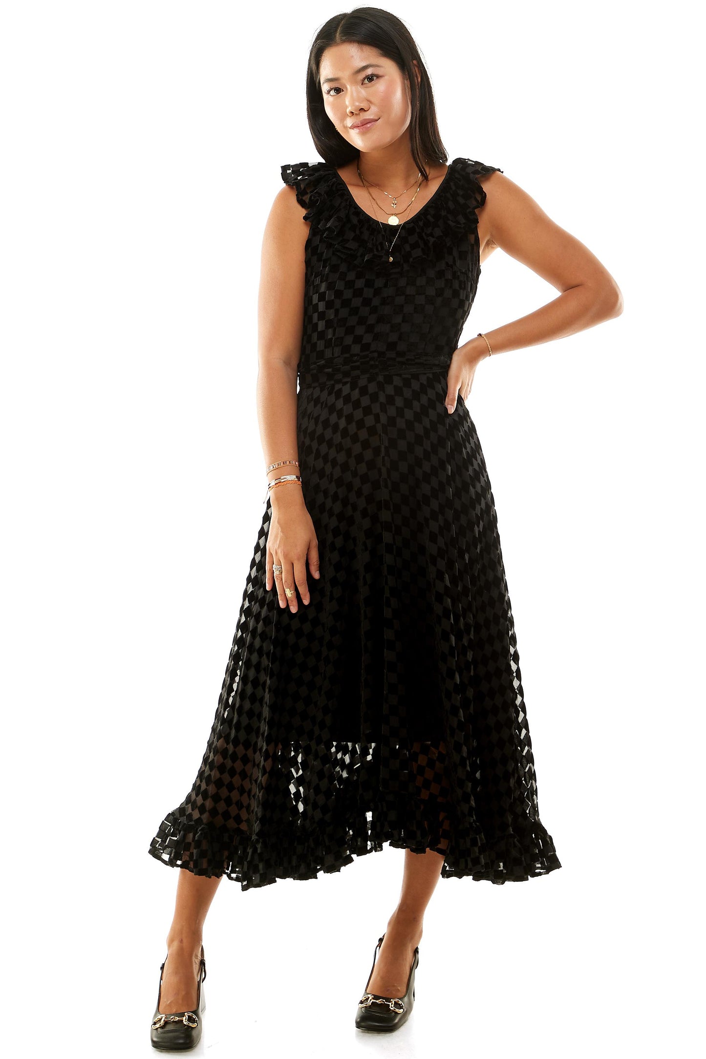 Aaliyah Dress in Check Burn Out