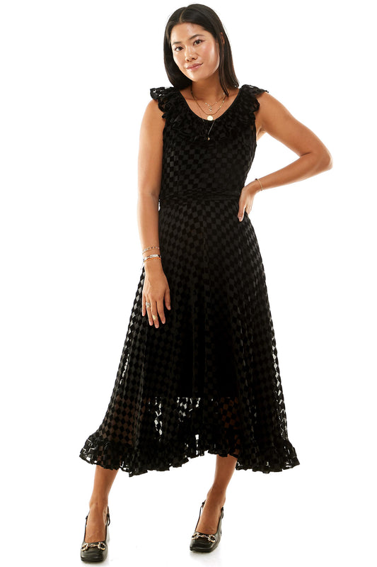 Aaliyah Dress in Check Burn Out