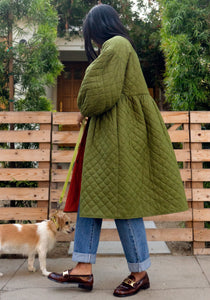 Corkill Quilted Reversible Jacket in Olive/Orange Crush
