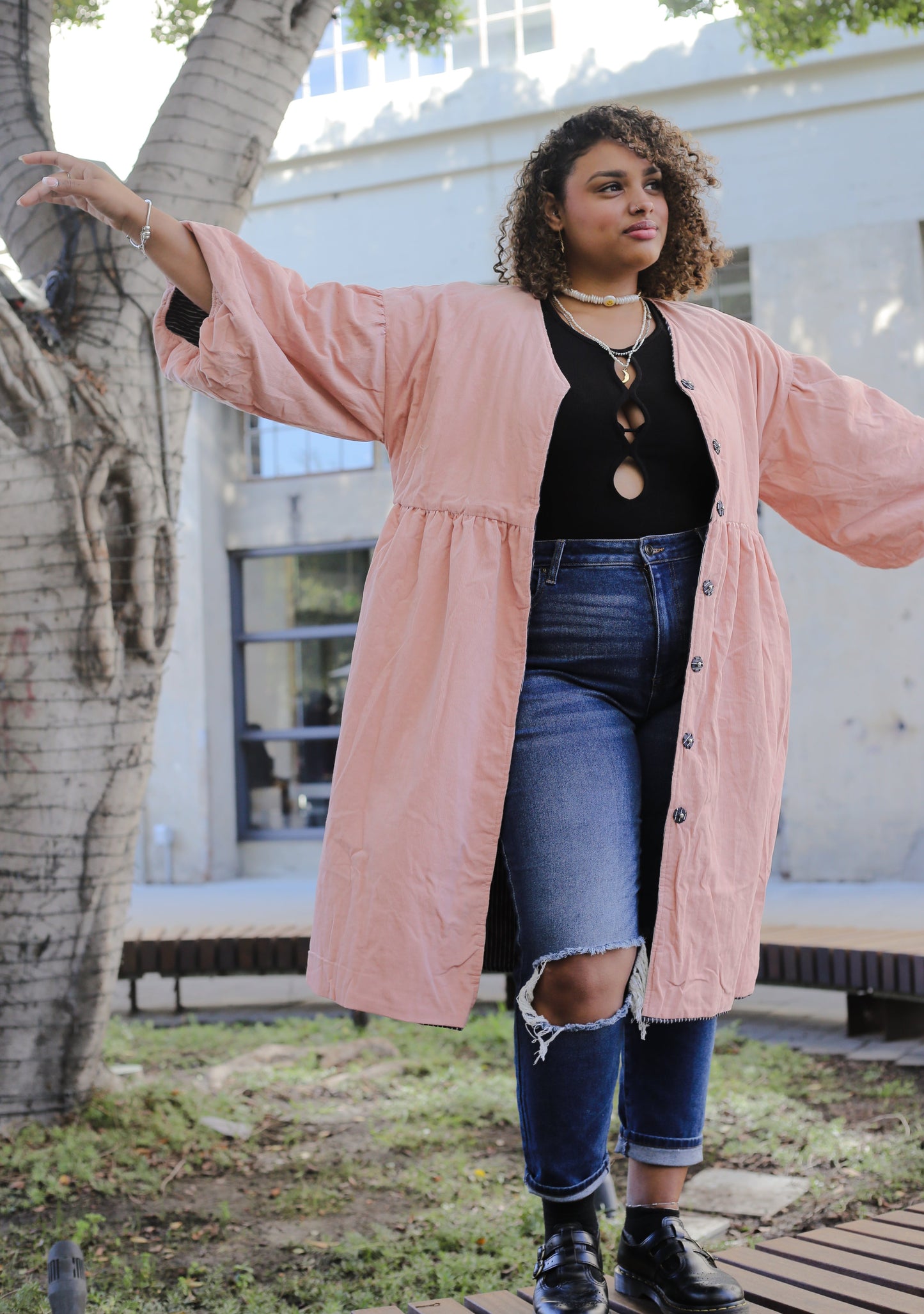 Corkill Reversible Jacket in Flynn Stripe Kitty Black/Pink