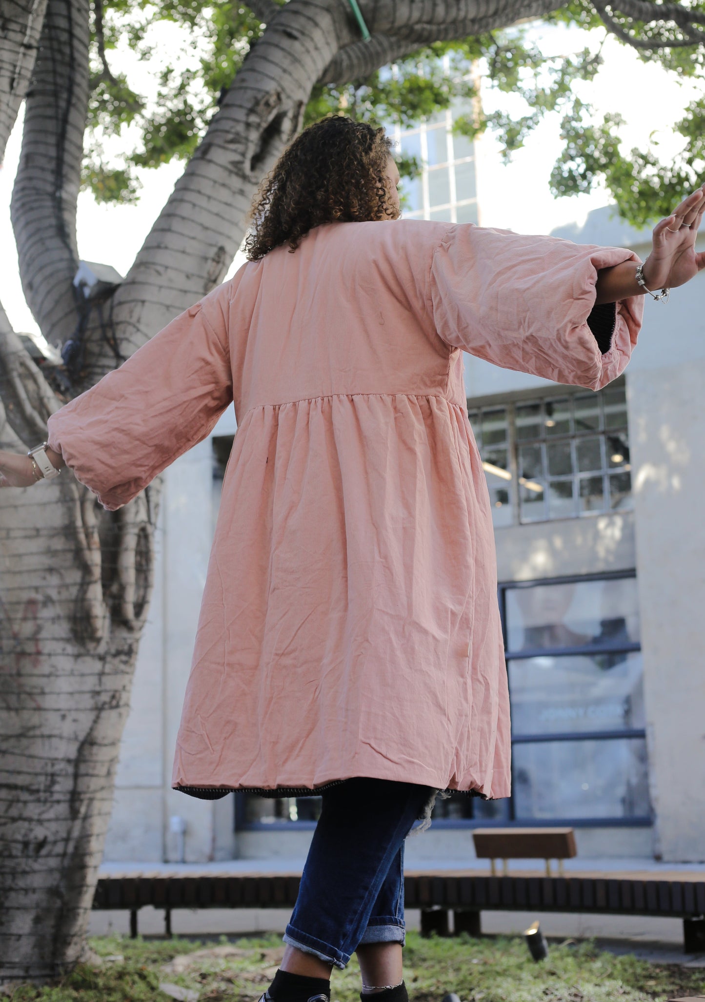 Corkill Reversible Jacket in Flynn Stripe Kitty Black/Pink