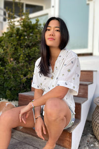 Sandoval Boxy Crop Shirt in Bee That Embroidery