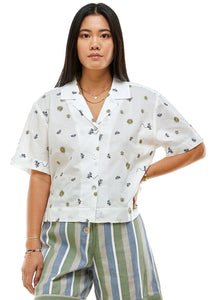 Sandoval Boxy Crop Shirt in Bee That Embroidery