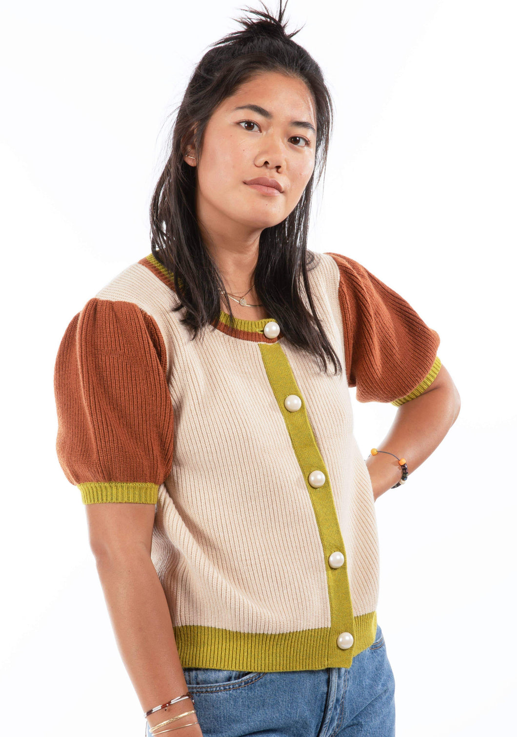 Graham Cardigan Top in Varsity