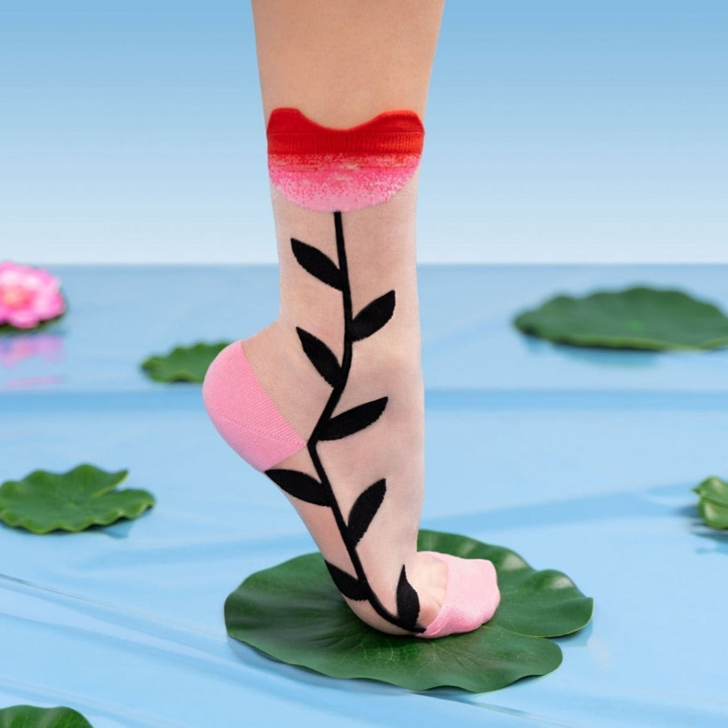 Lotus Love Flower Sheer Socks